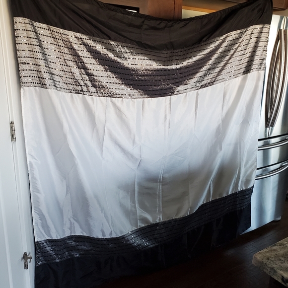 Black, white, grey sequin shower curtain - Picture 1 of 5